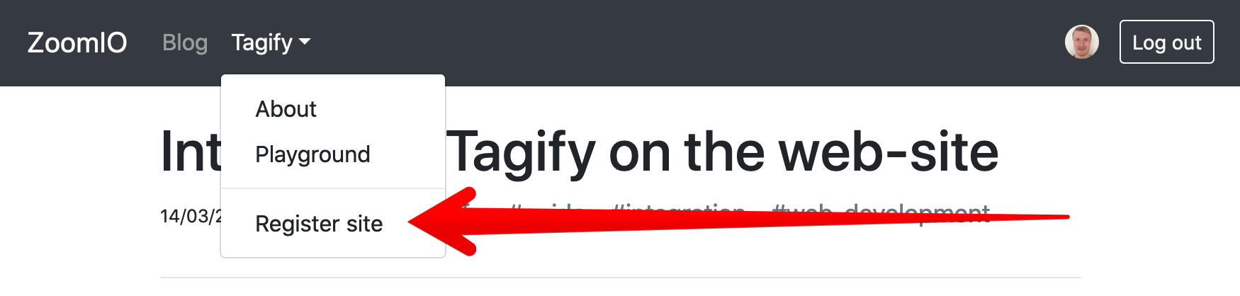 Tagify “Register site”